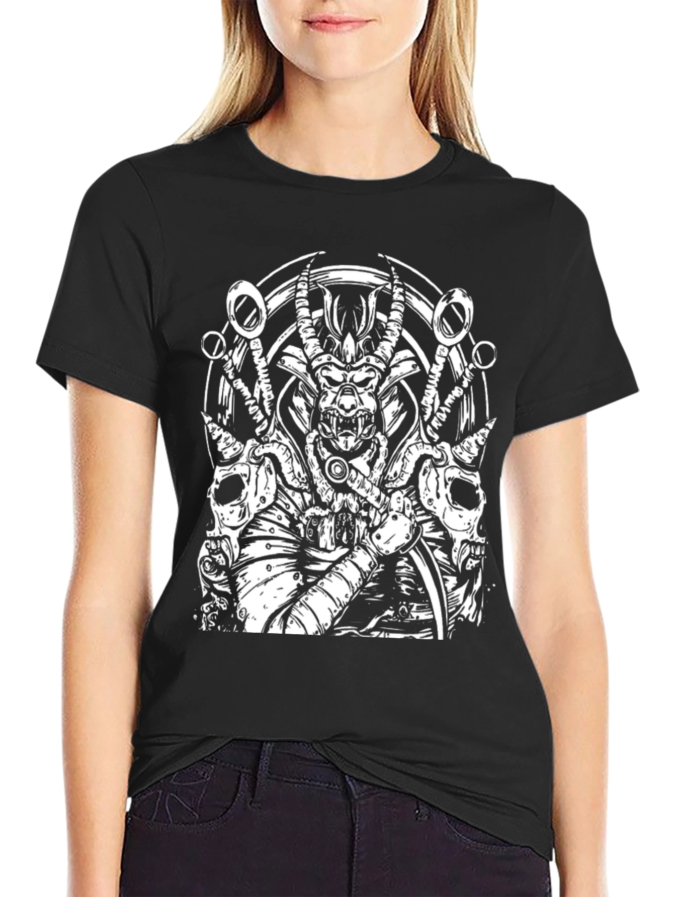 Samurai Warrior Graphic Tee - Black Cotton T-Shirt