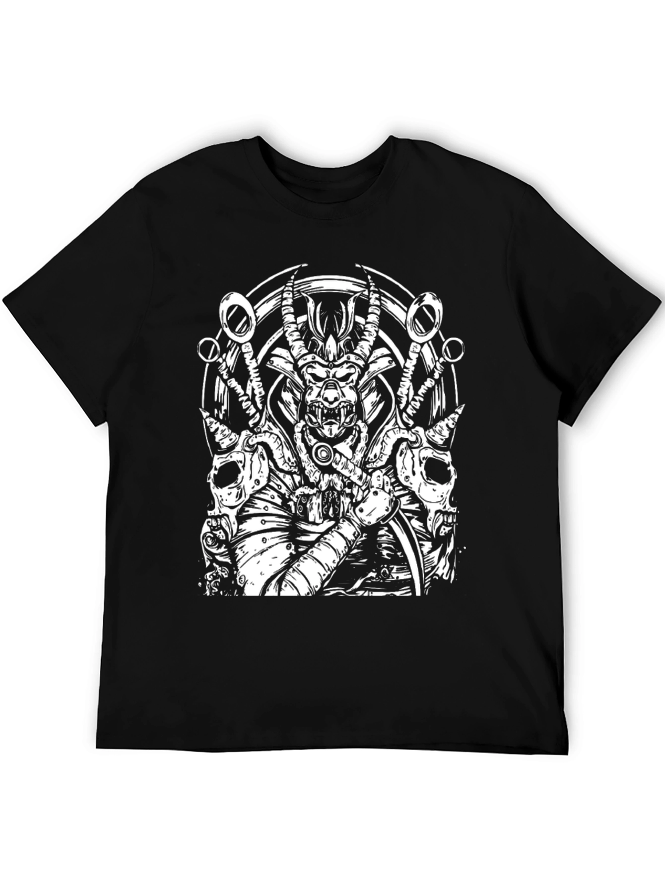 Samurai Warrior Graphic Tee - Black Cotton T-Shirt
