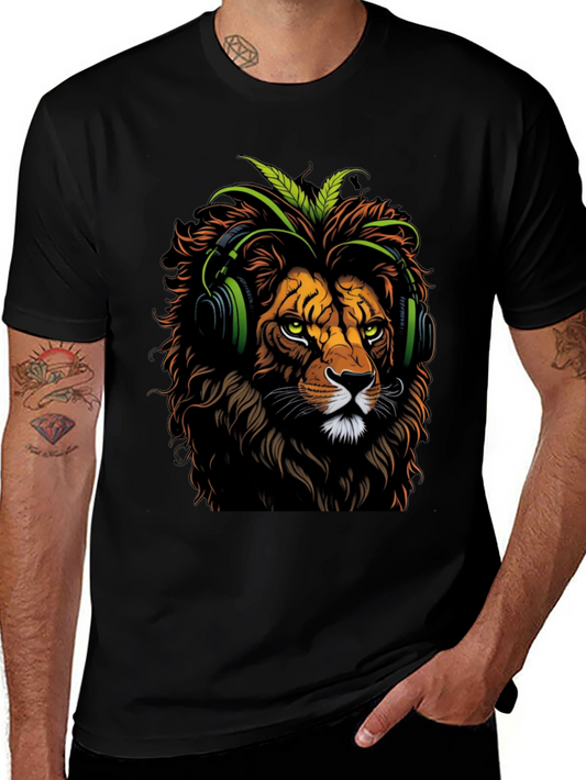 Lion with Headphones Graphic Tee - Cool & Unique Design