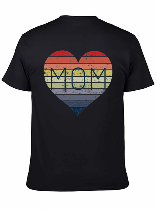 Retro Striped Heart MOM T-Shirt