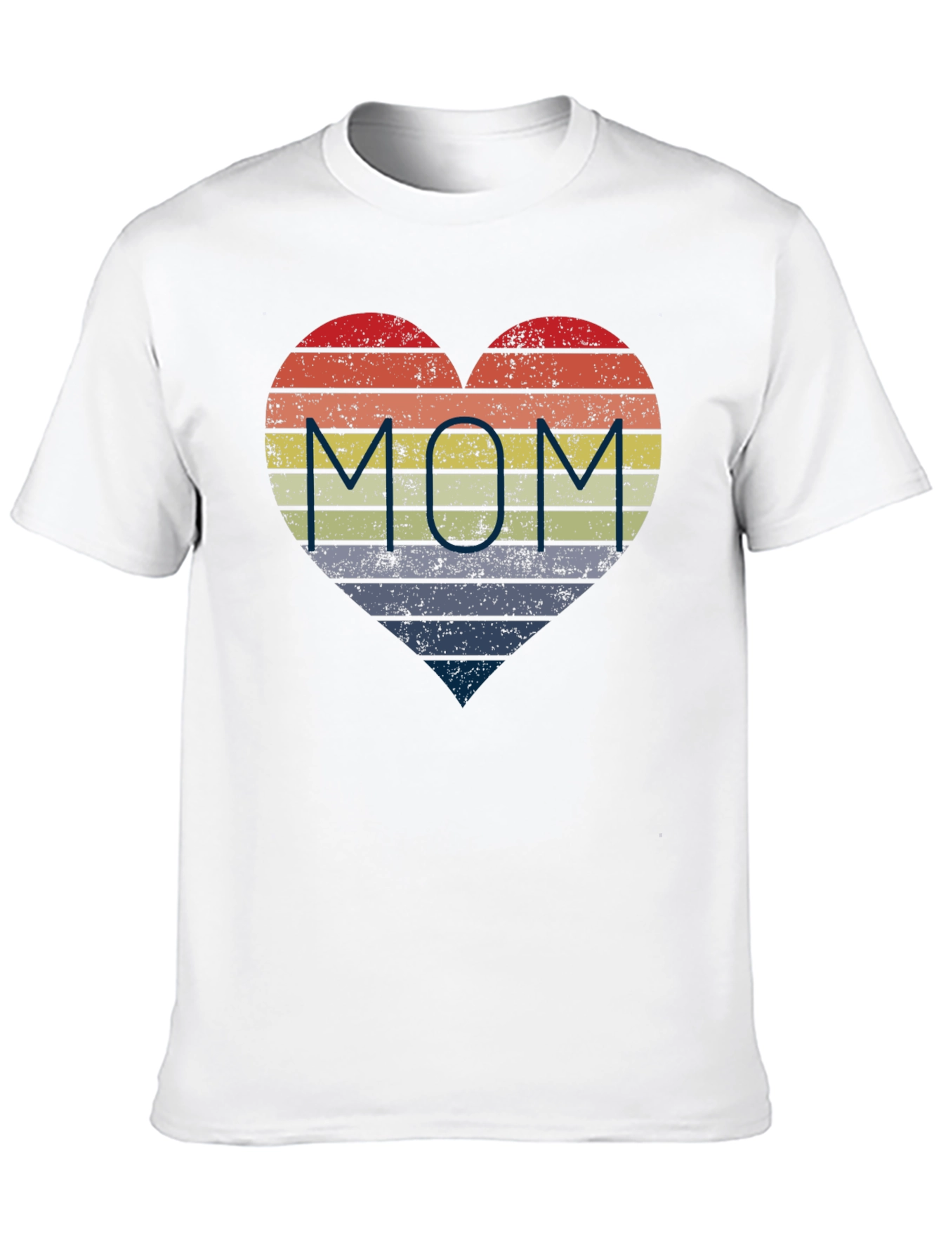 Retro Striped Heart MOM T-Shirt