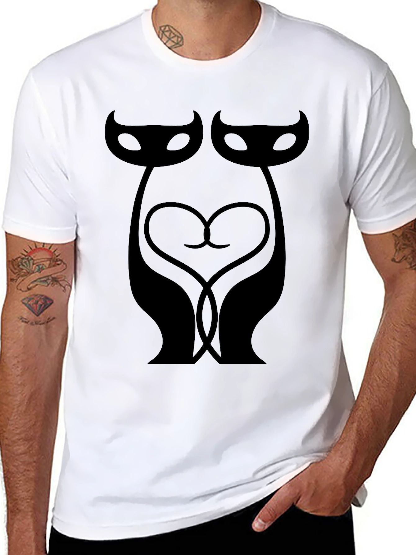 Cats in Love Graphic Tee - Stylish Black T-Shirt