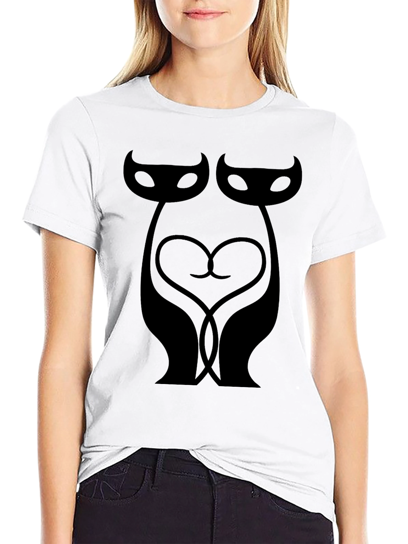 Cats in Love Graphic Tee - Stylish Black T-Shirt