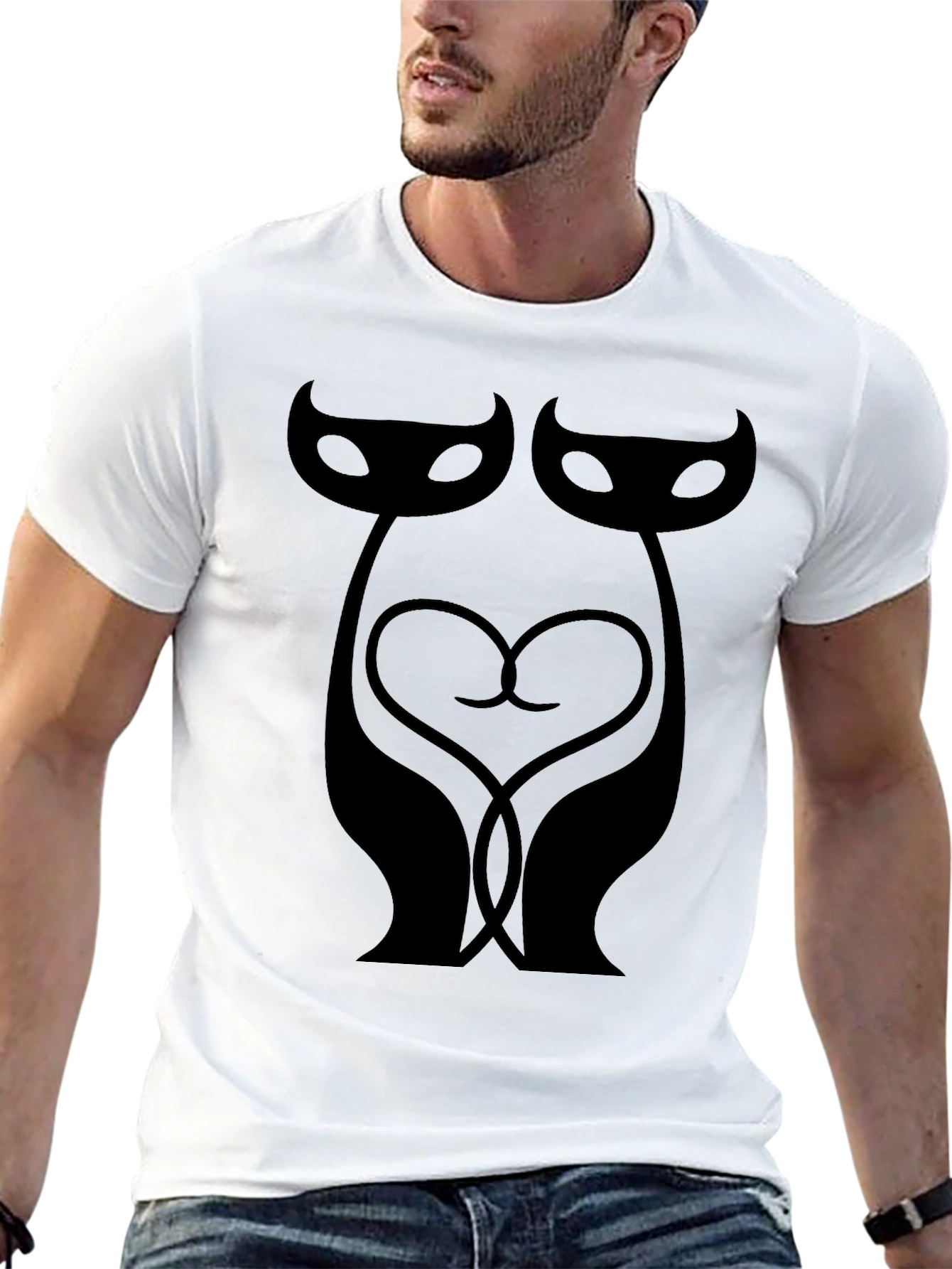 Cats in Love Graphic Tee - Stylish Black T-Shirt