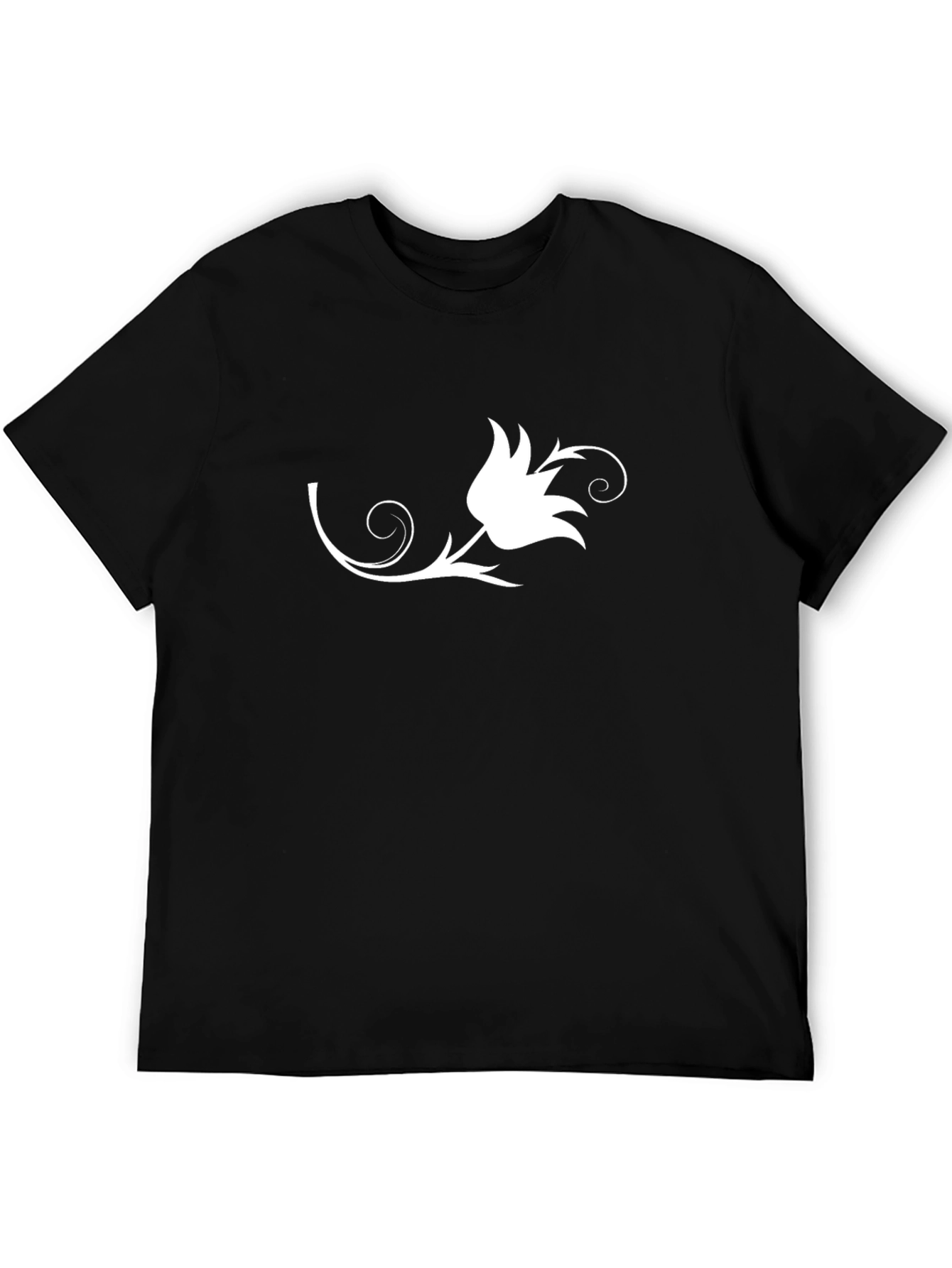 Black T-Shirt with Floral Design