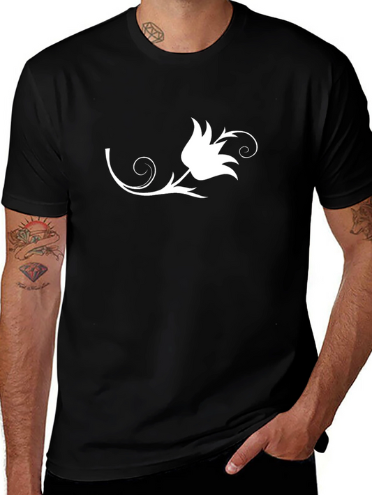 Black T-Shirt with Floral Design