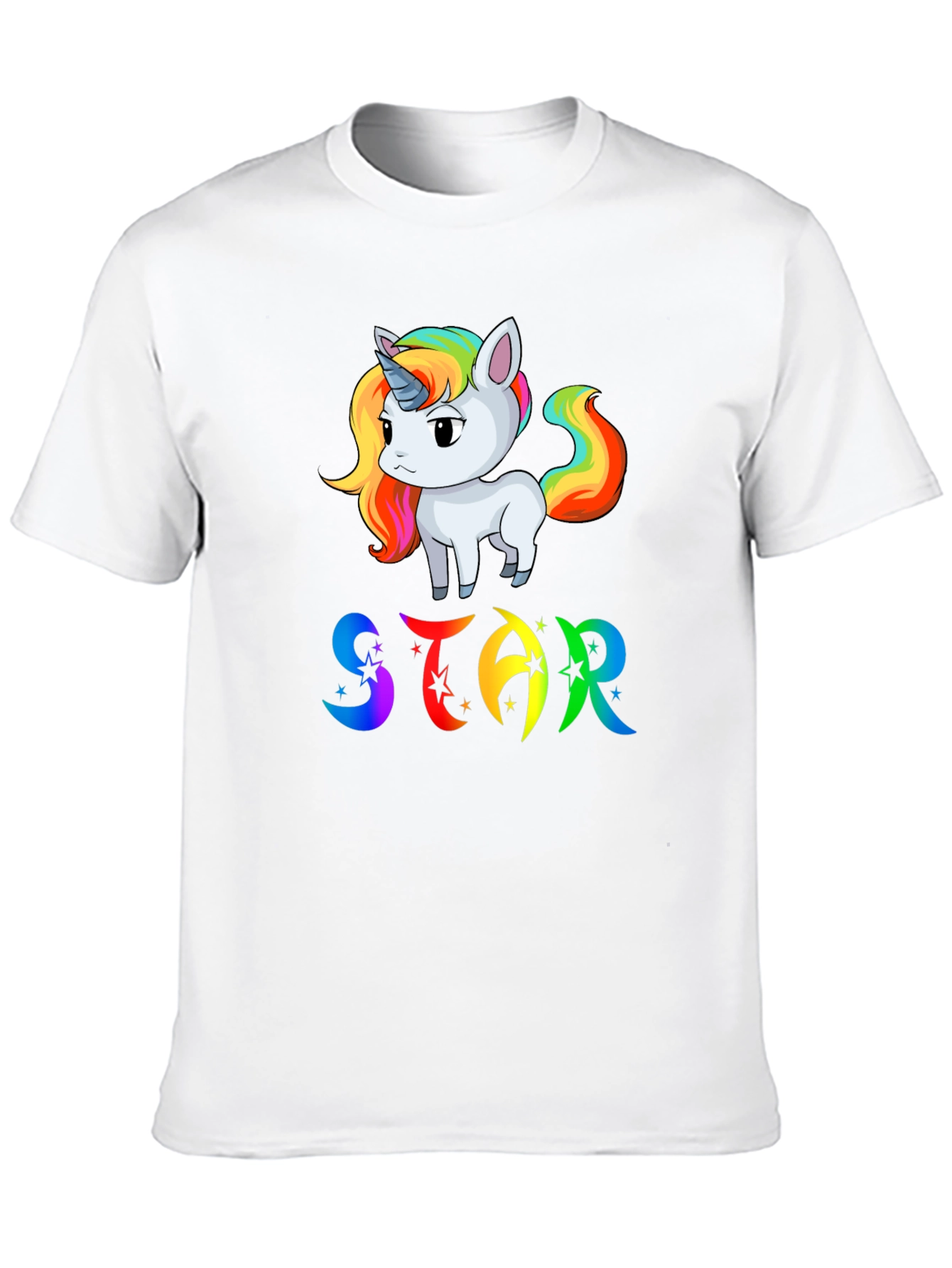 Unicorn STAR Rainbow Graphic Black T-Shirt