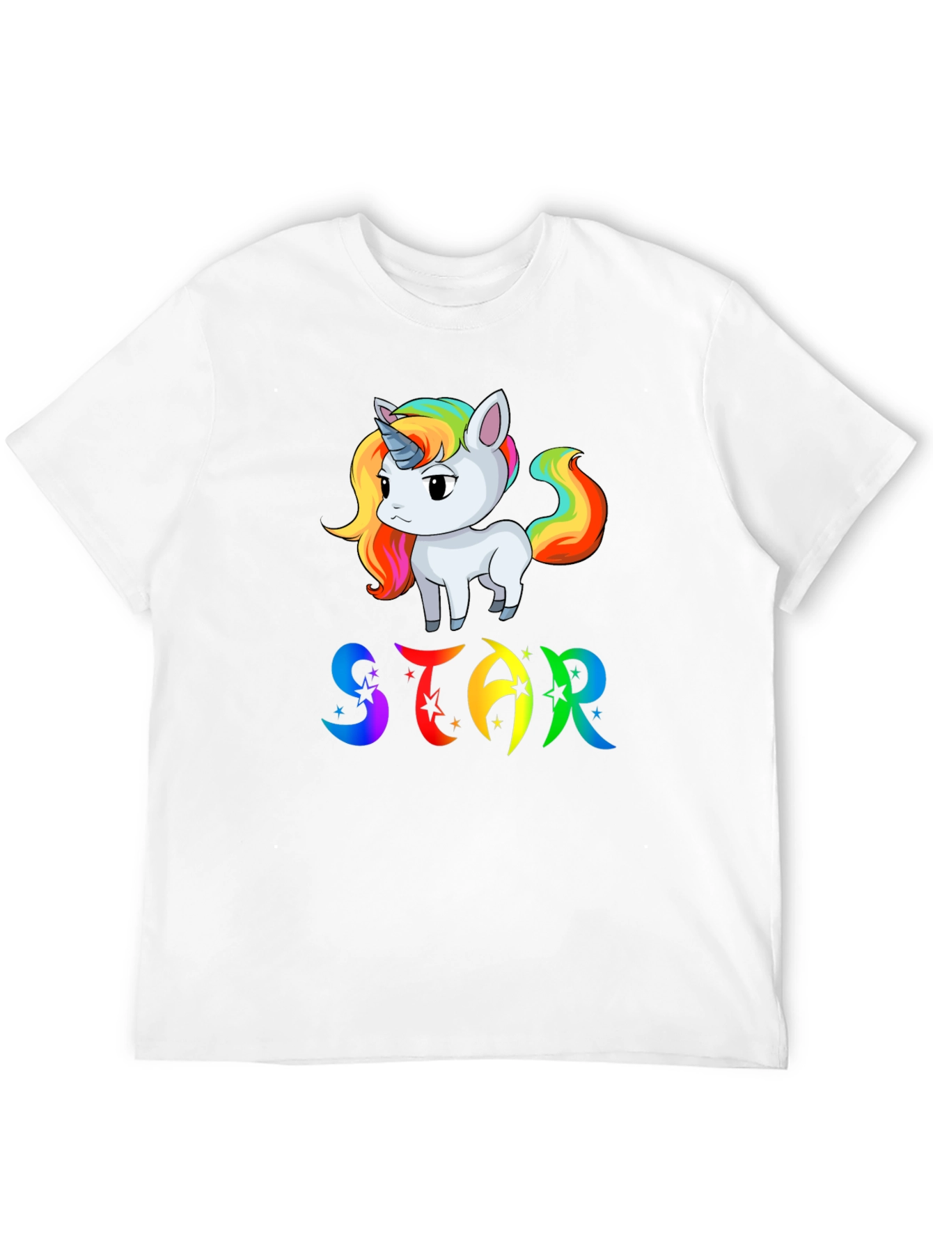 Unicorn STAR Rainbow Graphic Black T-Shirt