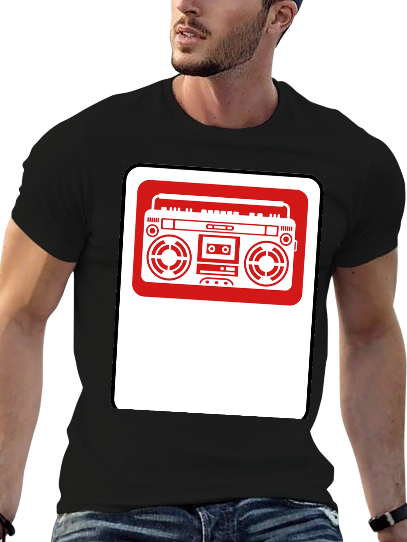 Retro Boombox Graphic T-Shirt - Classic Style