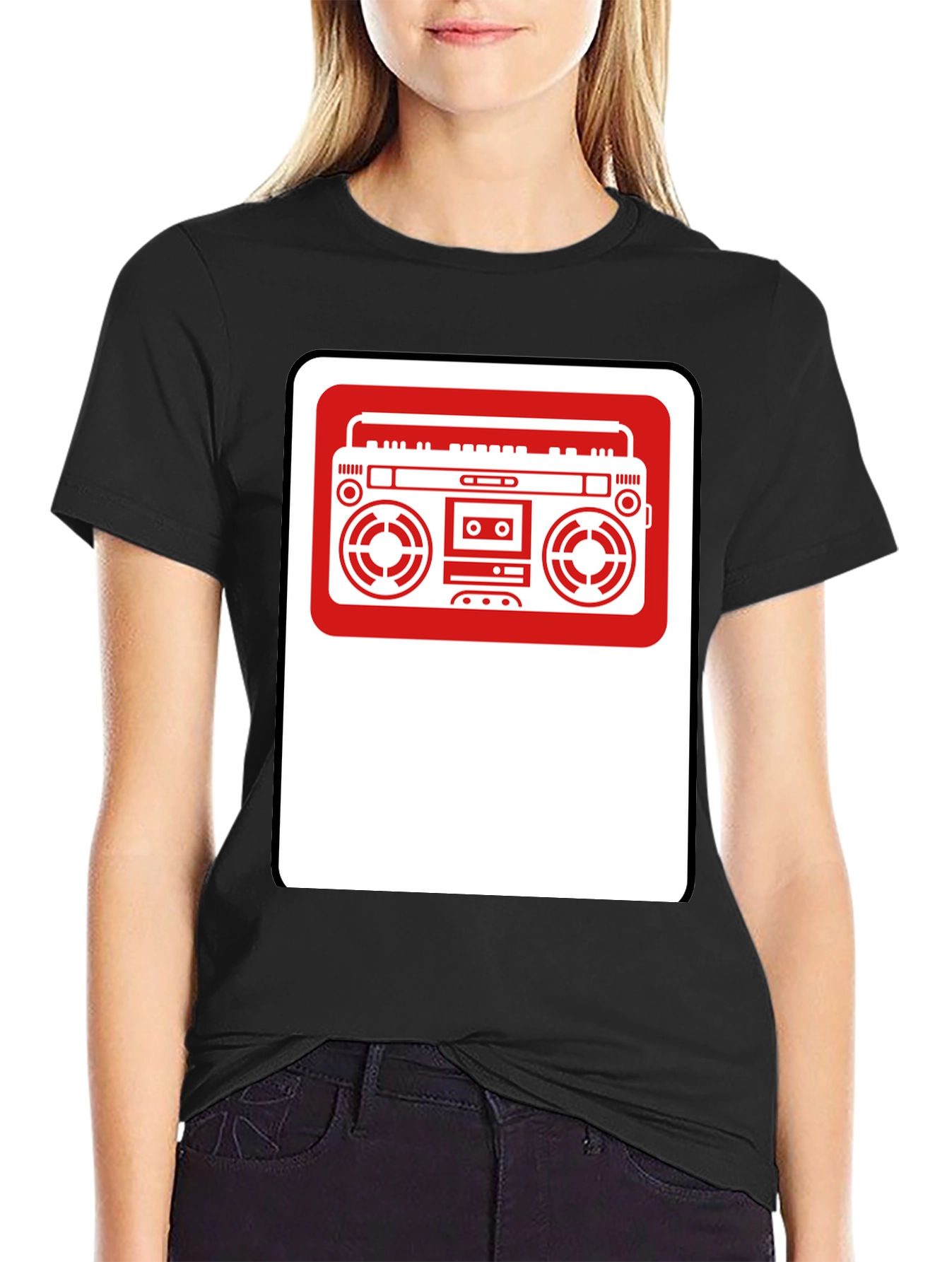Retro Boombox Graphic T-Shirt - Classic Style
