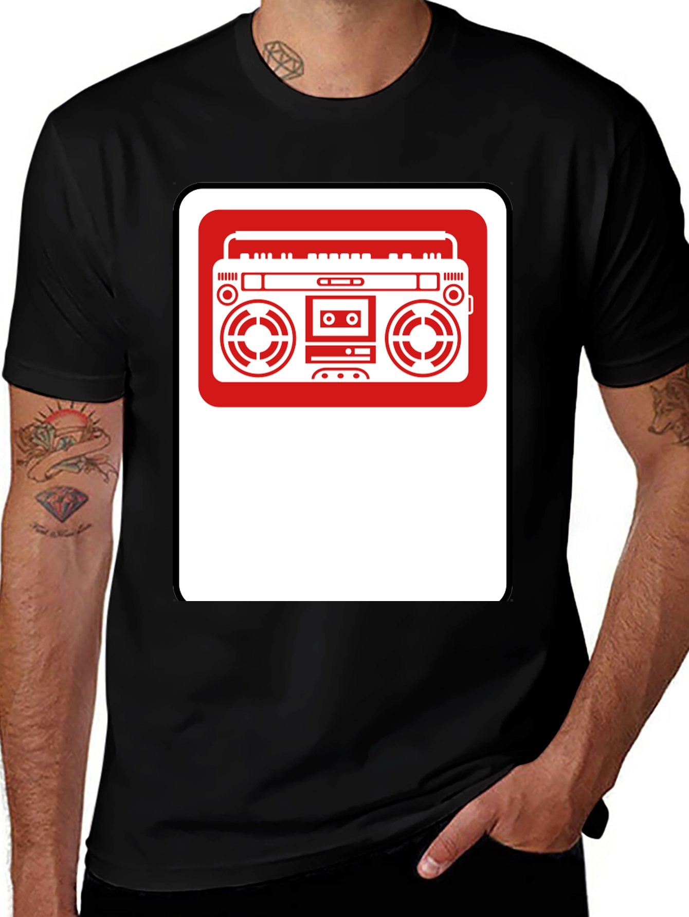 Retro Boombox Graphic T-Shirt - Classic Style