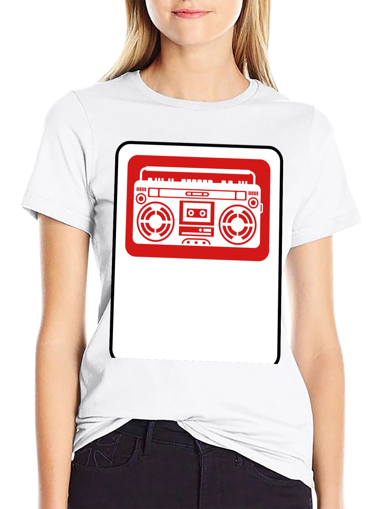 Retro Boombox Graphic T-Shirt - Classic Style