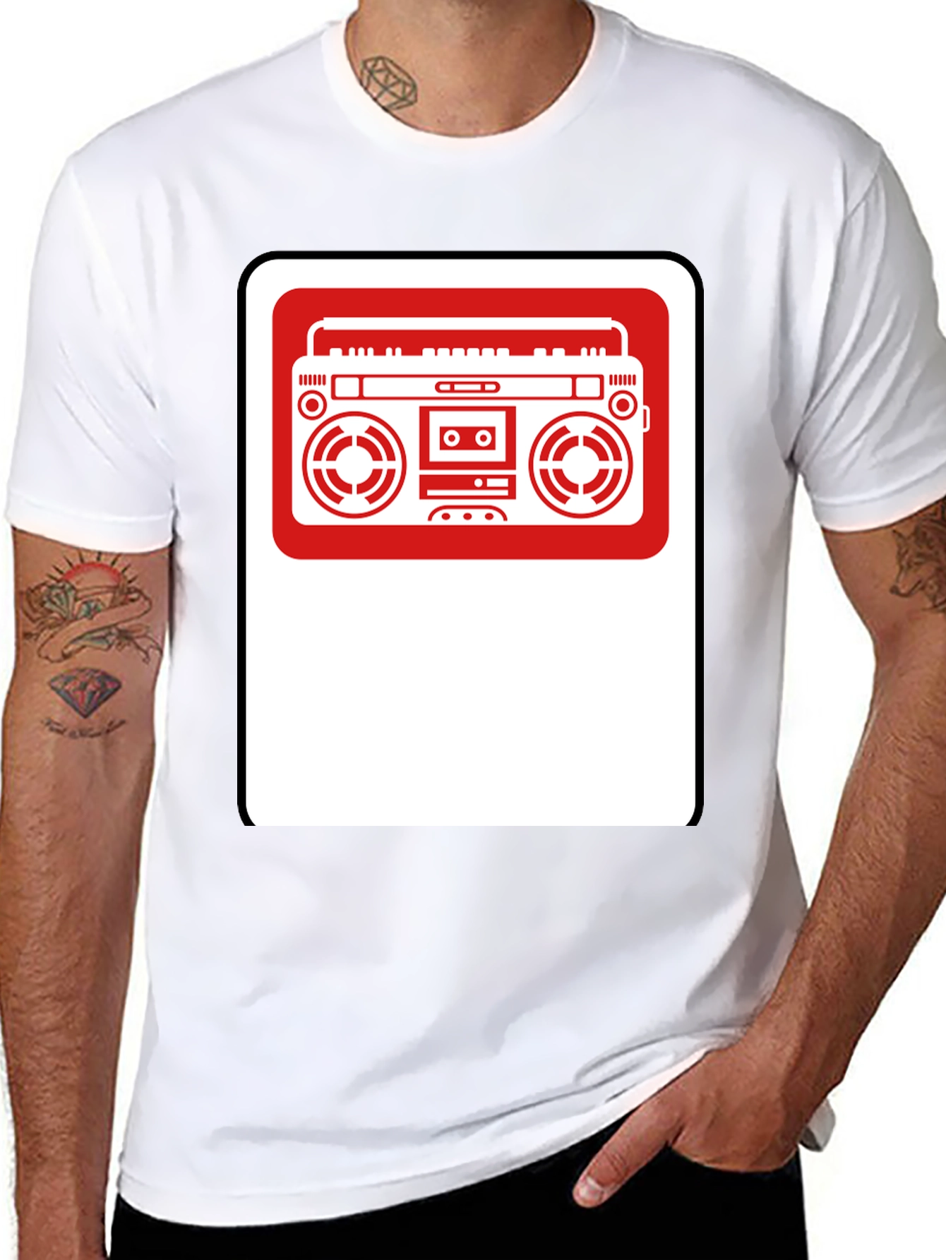 Retro Boombox Graphic T-Shirt - Classic Style