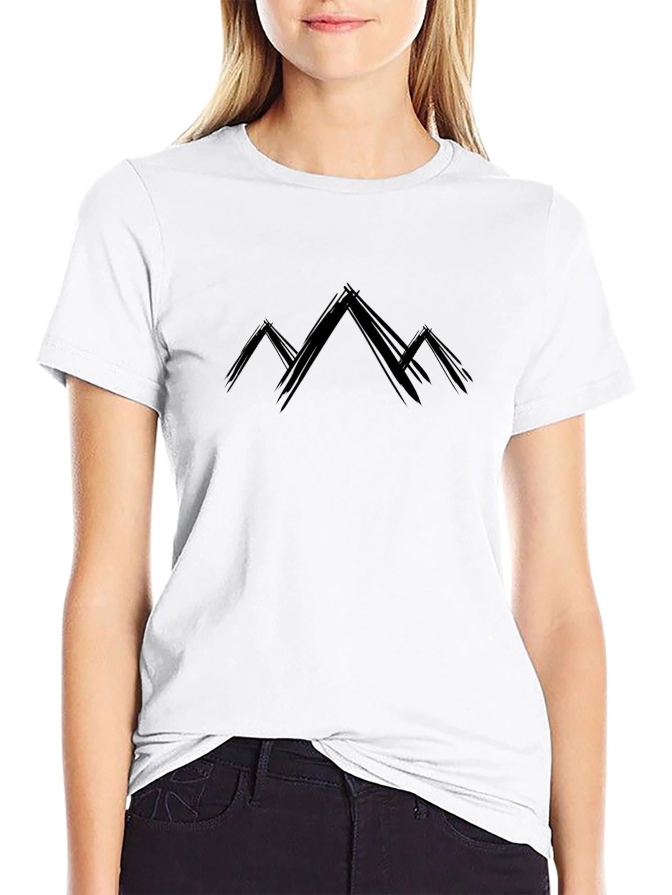 Abstract Mountain Graphic Black T-Shirt