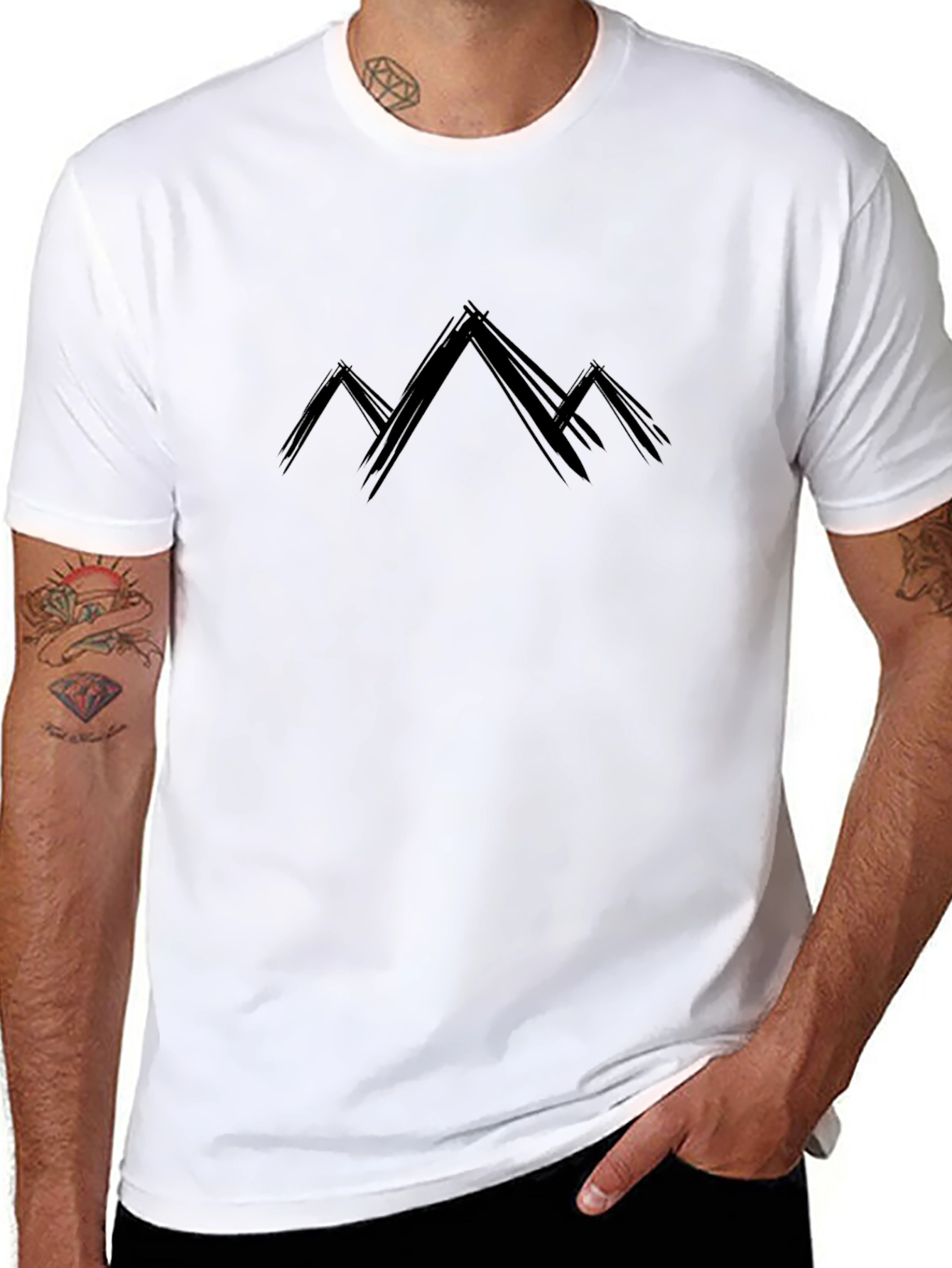 Abstract Mountain Graphic Black T-Shirt