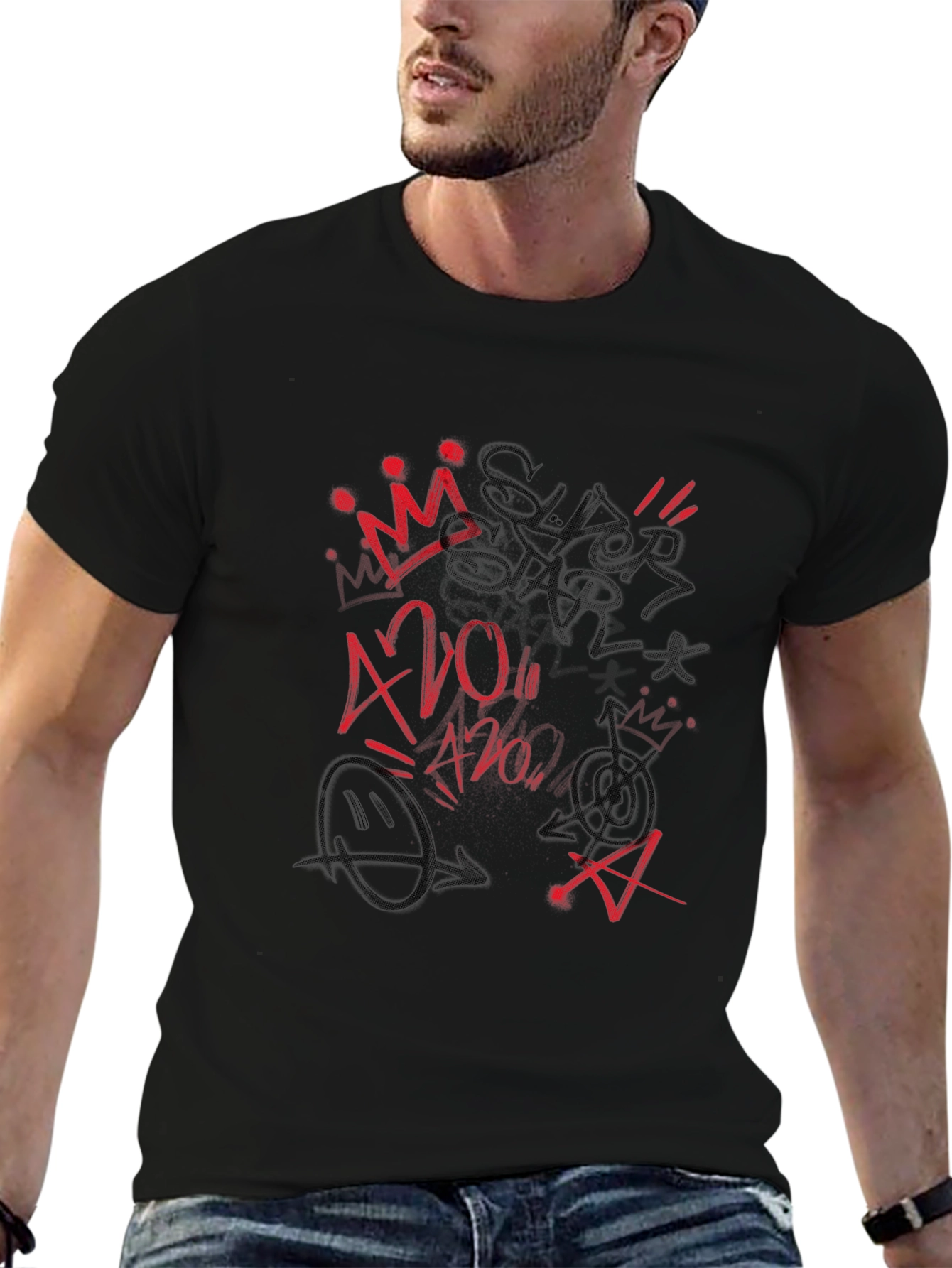 Graffiti Style Black Tee Shirt