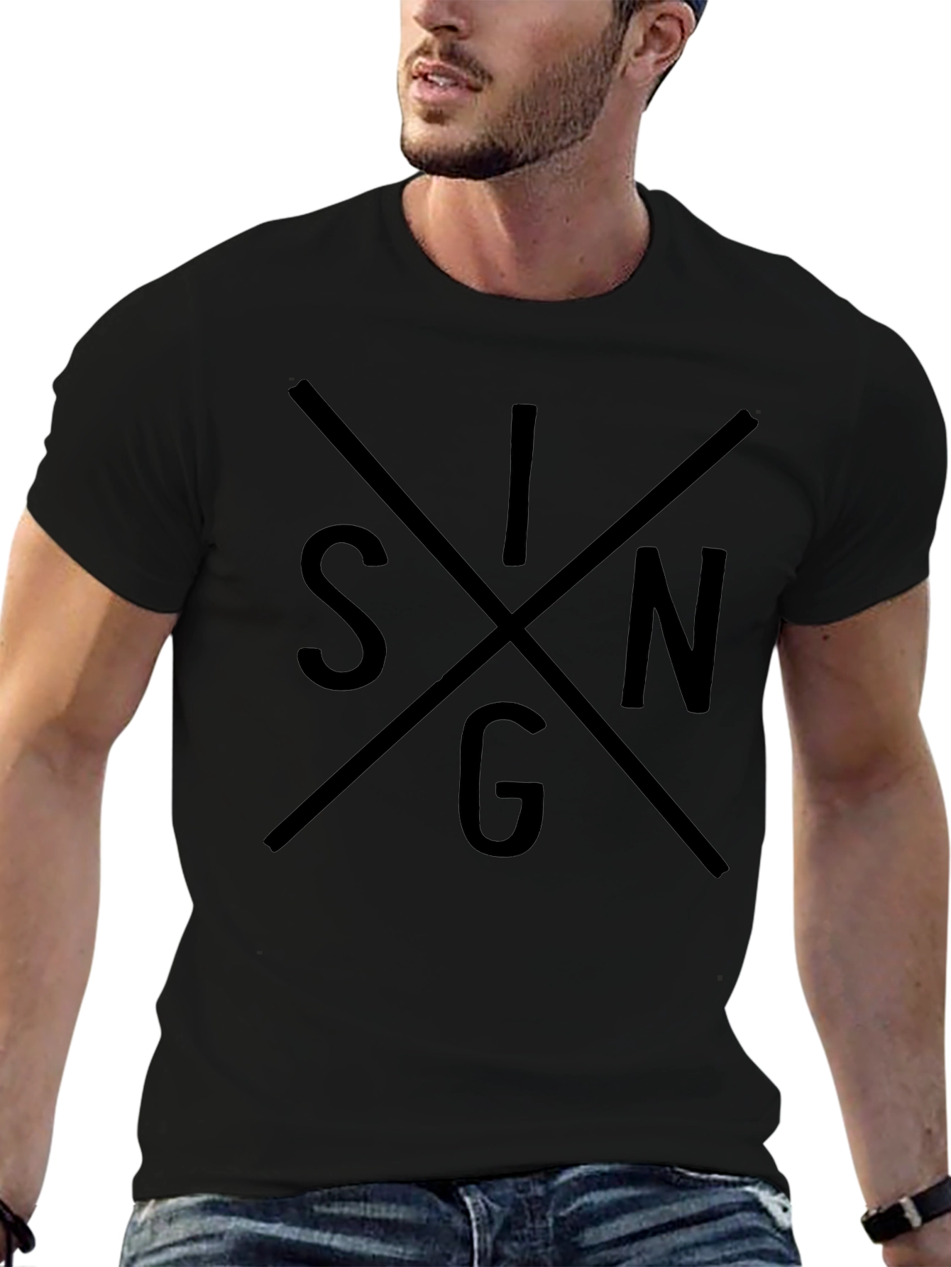 Modern Black SIN Graphic Tee - Mens Casual Style