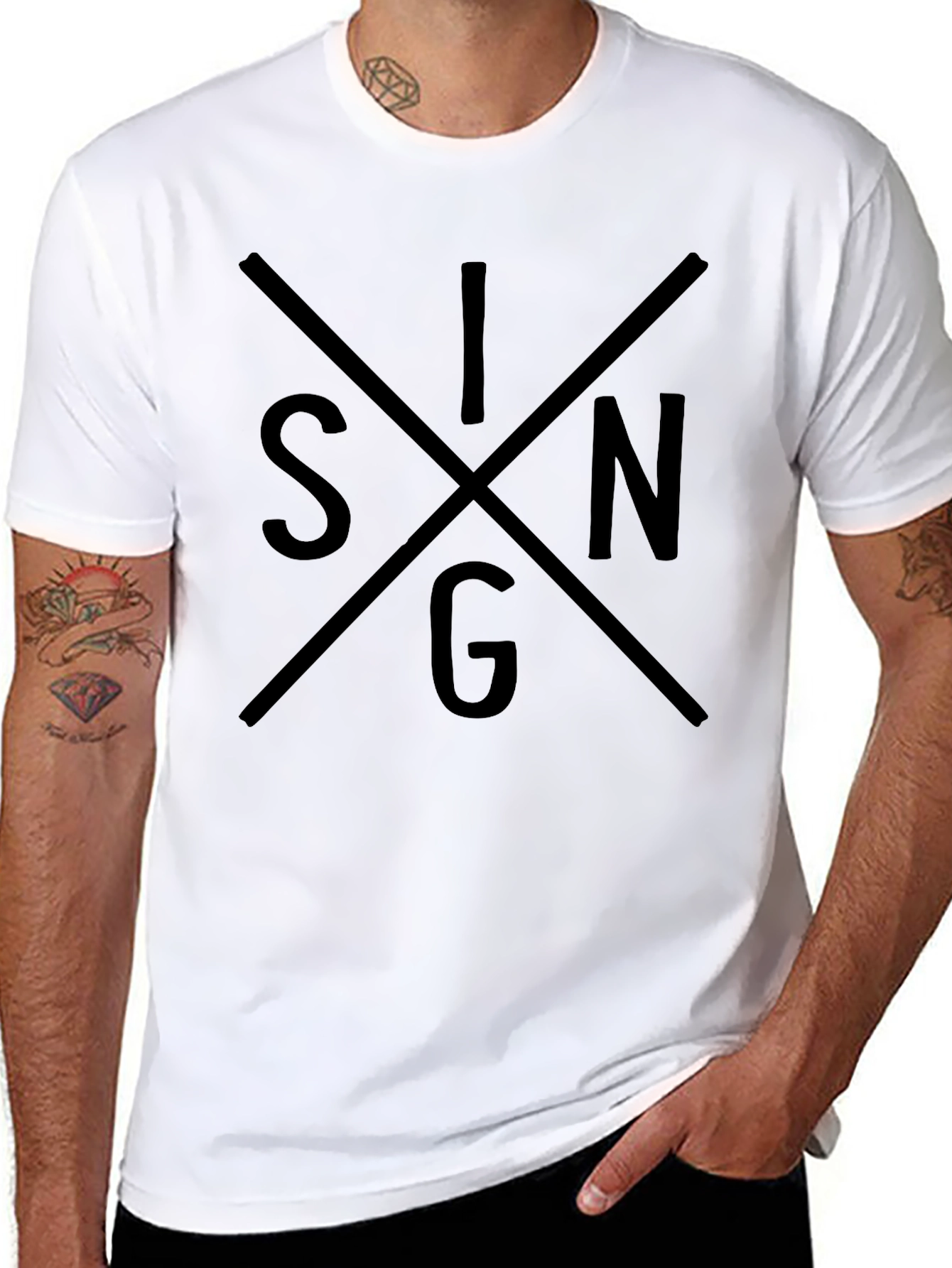 Modern Black SIN Graphic Tee - Mens Casual Style