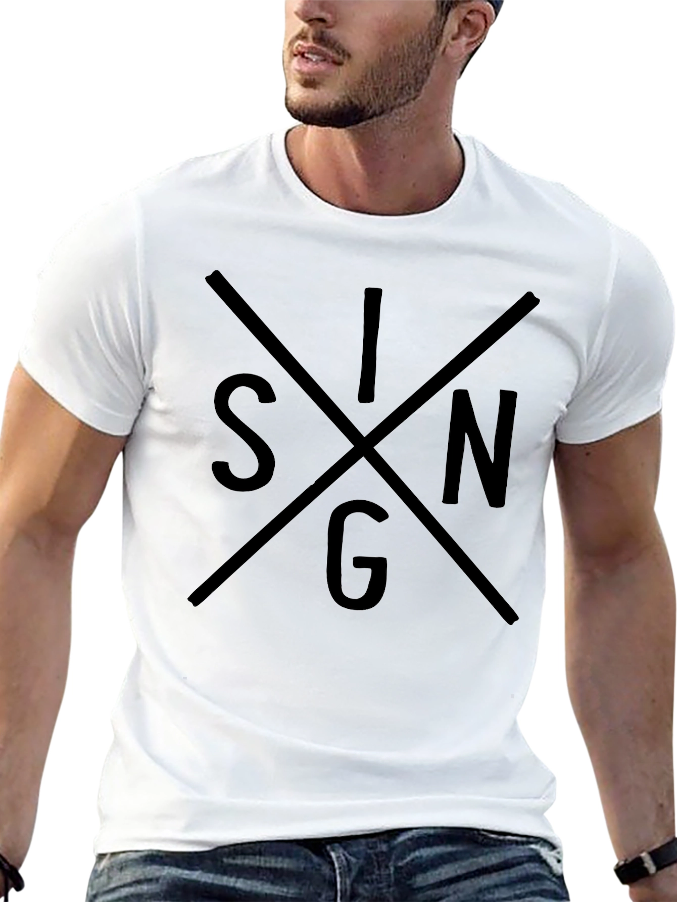 Modern Black SIN Graphic Tee - Mens Casual Style