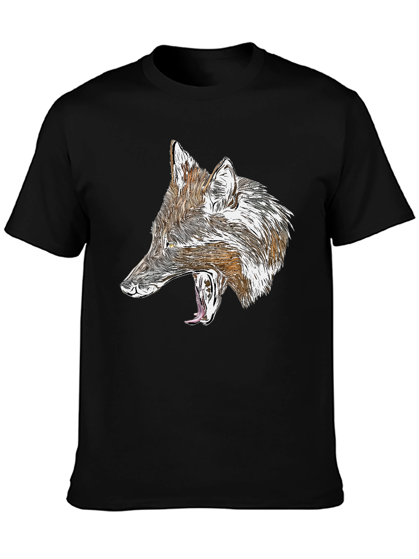 Wolf Graphic Black T-Shirt - Fierce Animal Design