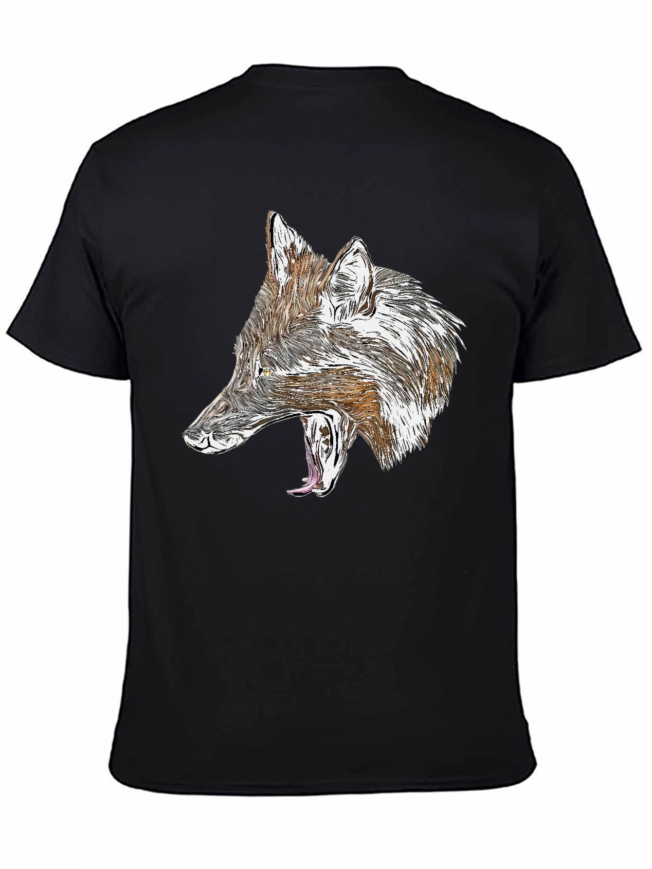 Wolf Graphic Black T-Shirt - Fierce Animal Design