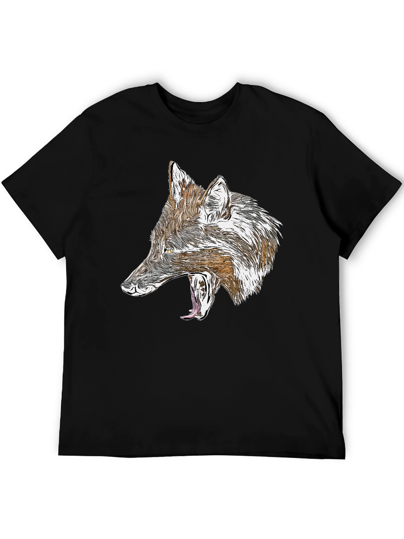 Wolf Graphic Black T-Shirt - Fierce Animal Design