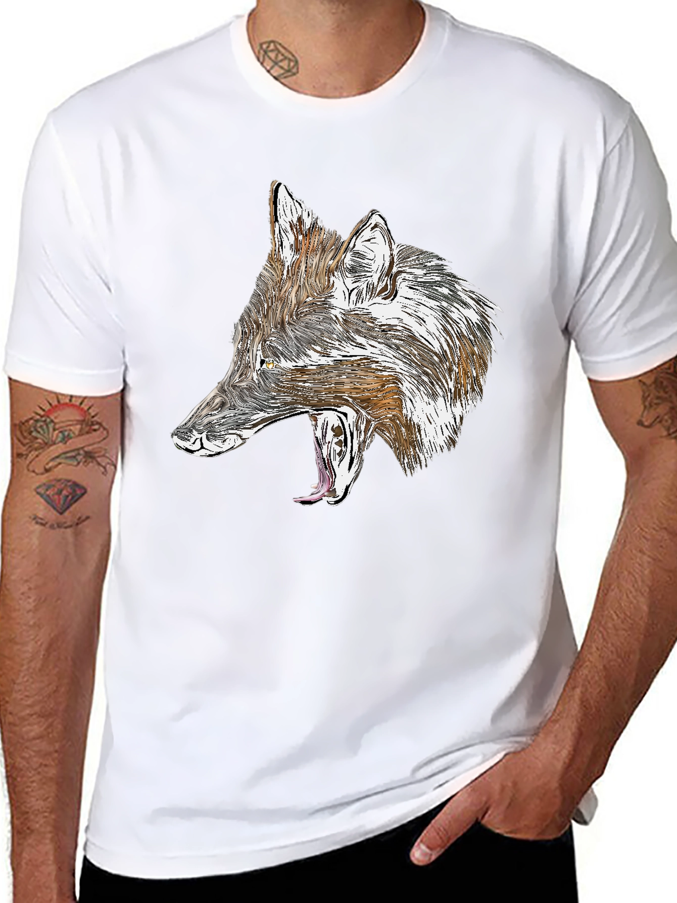Wolf Graphic Black T-Shirt - Fierce Animal Design
