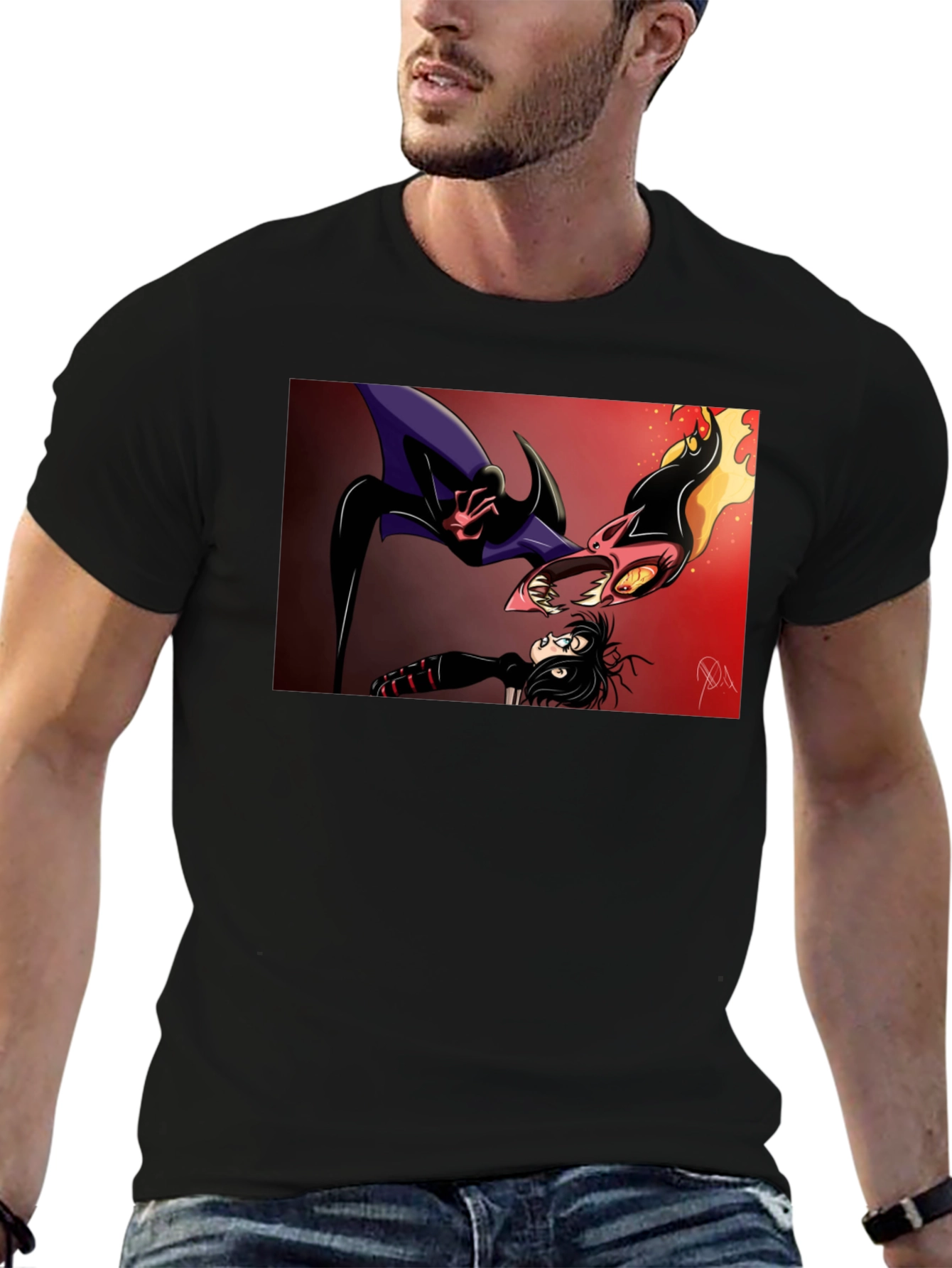 Cartoon Battle Graphic Tee - Black
