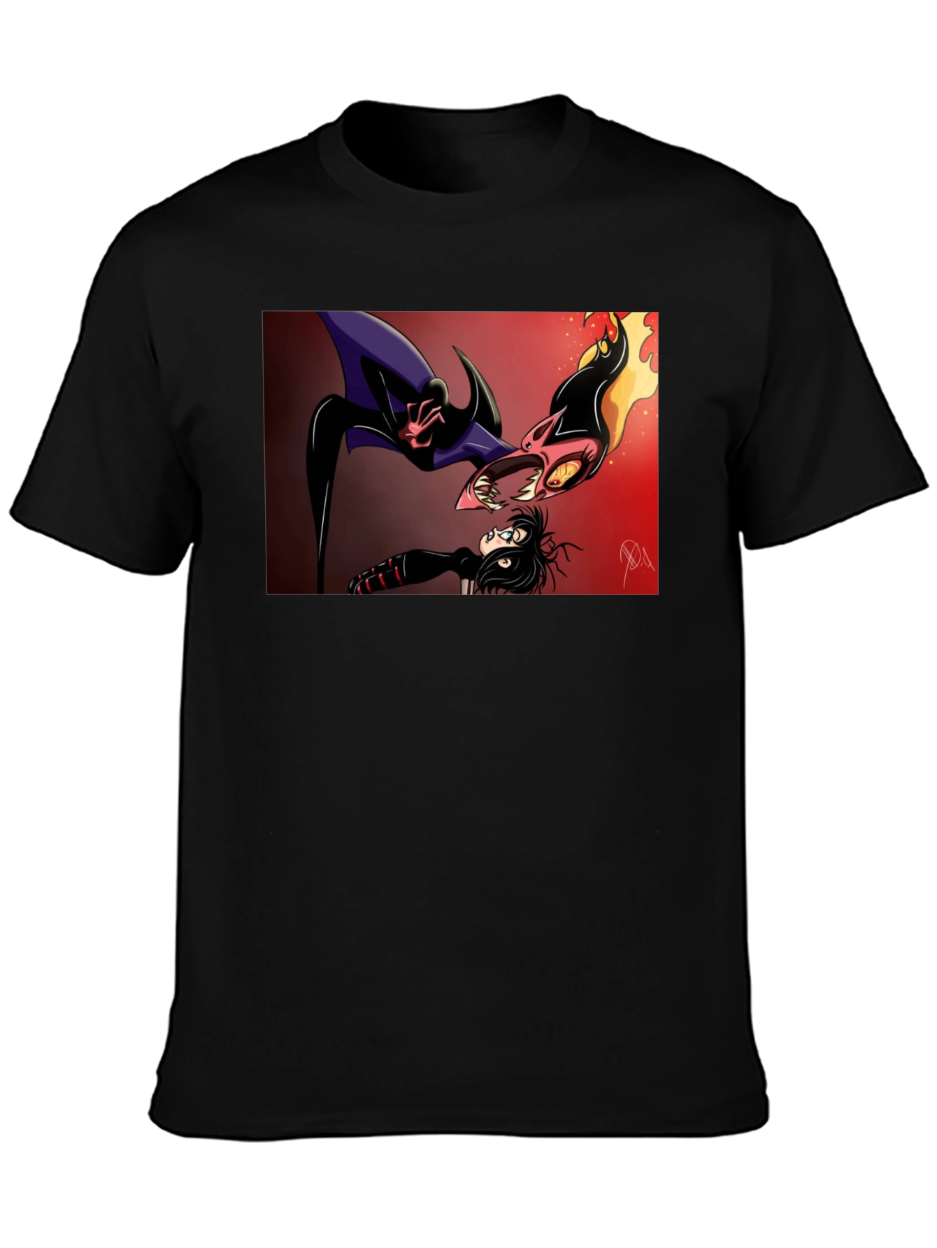 Cartoon Battle Graphic Tee - Black