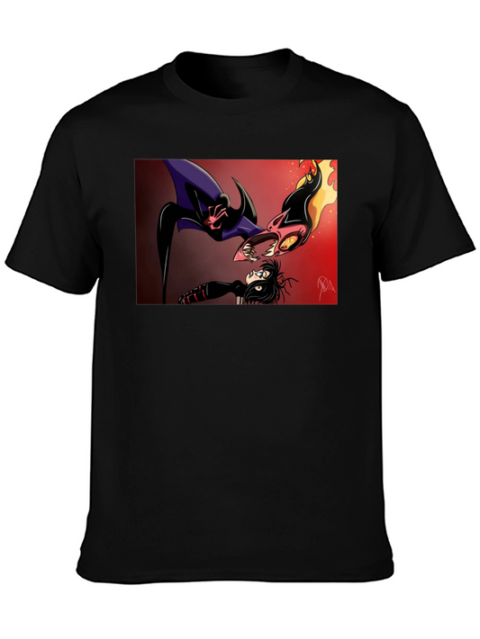 Cartoon Battle Graphic Tee - Black