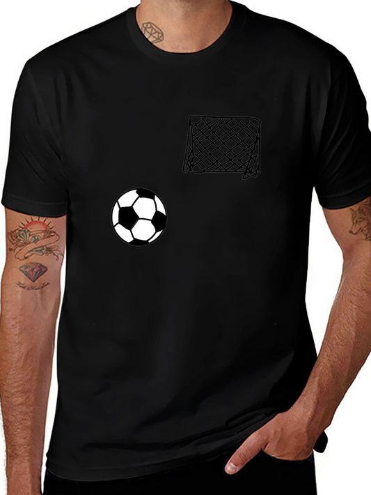 Soccer Goal & Ball Graphic Tee - Casual Black T-Shirt