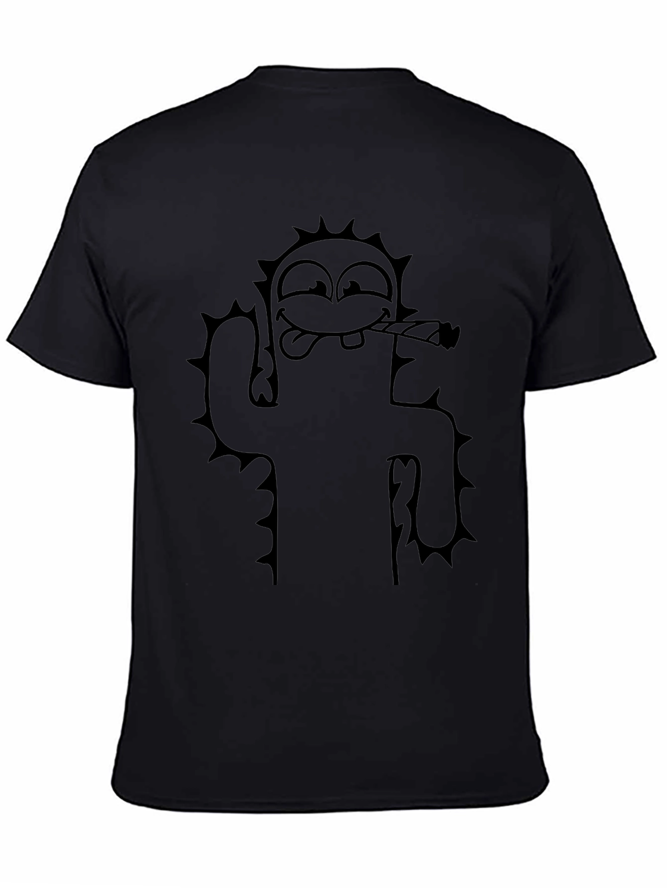Cactus Cartoon Black T-Shirt