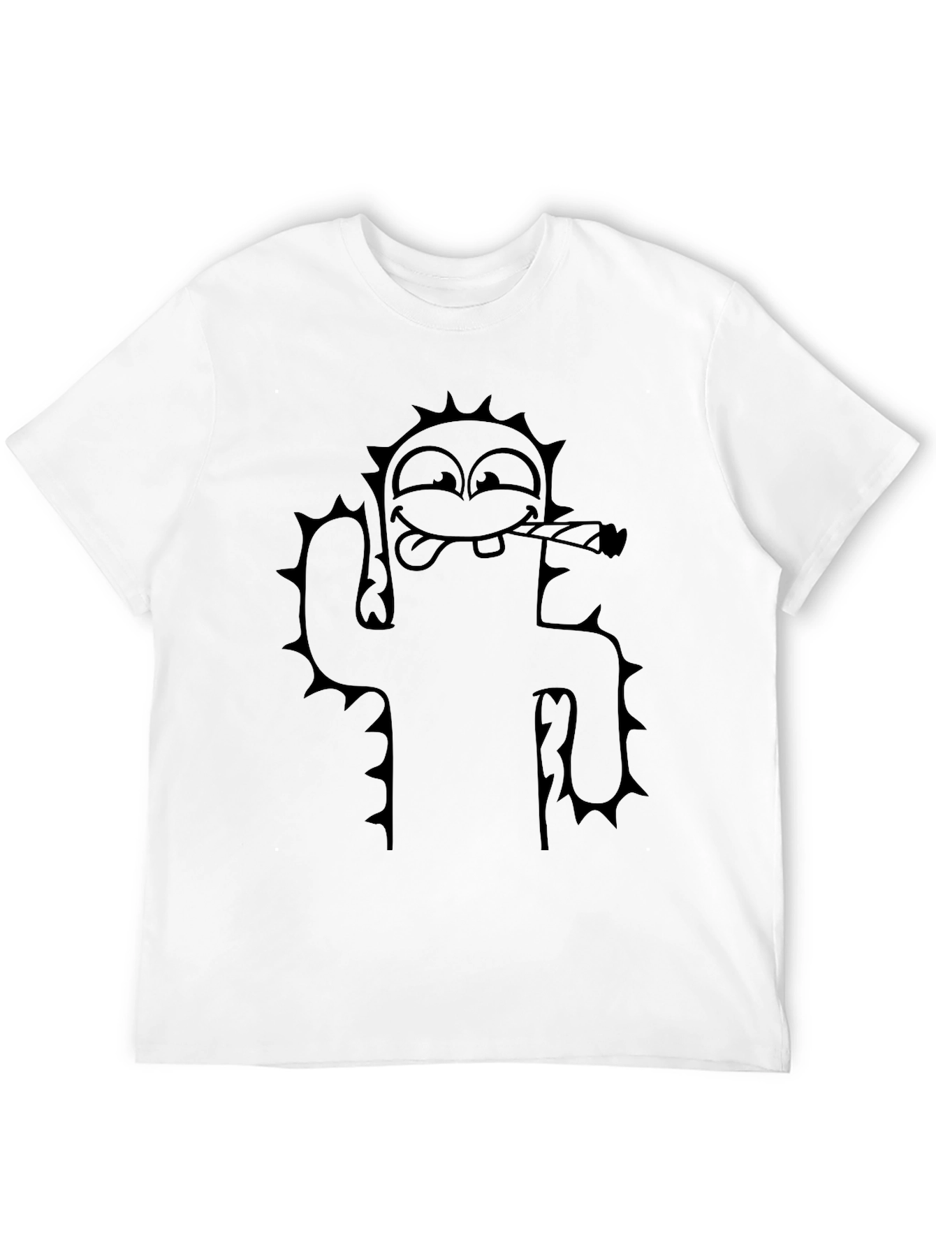 Cactus Cartoon Black T-Shirt