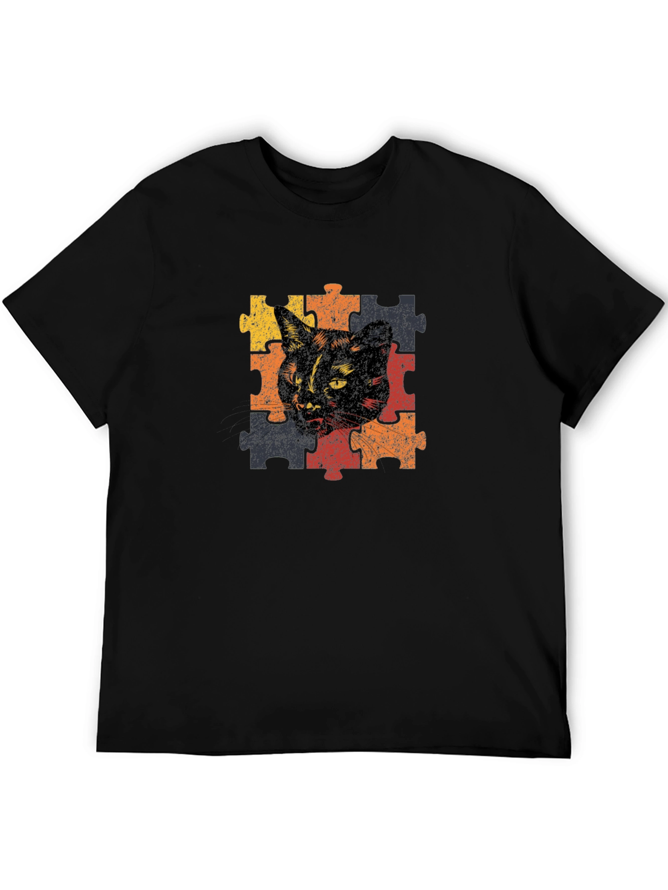 Cat Puzzle T-Shirt - Artistic Graphic Tee