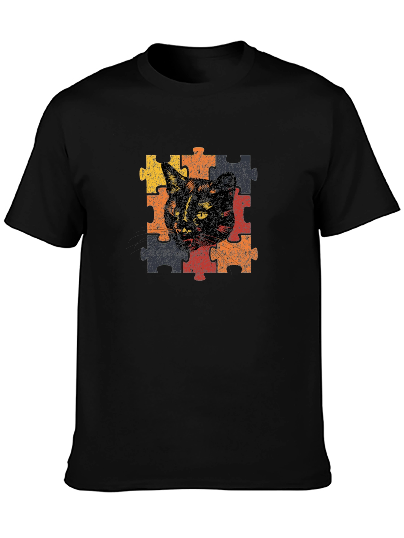 Cat Puzzle T-Shirt - Artistic Graphic Tee