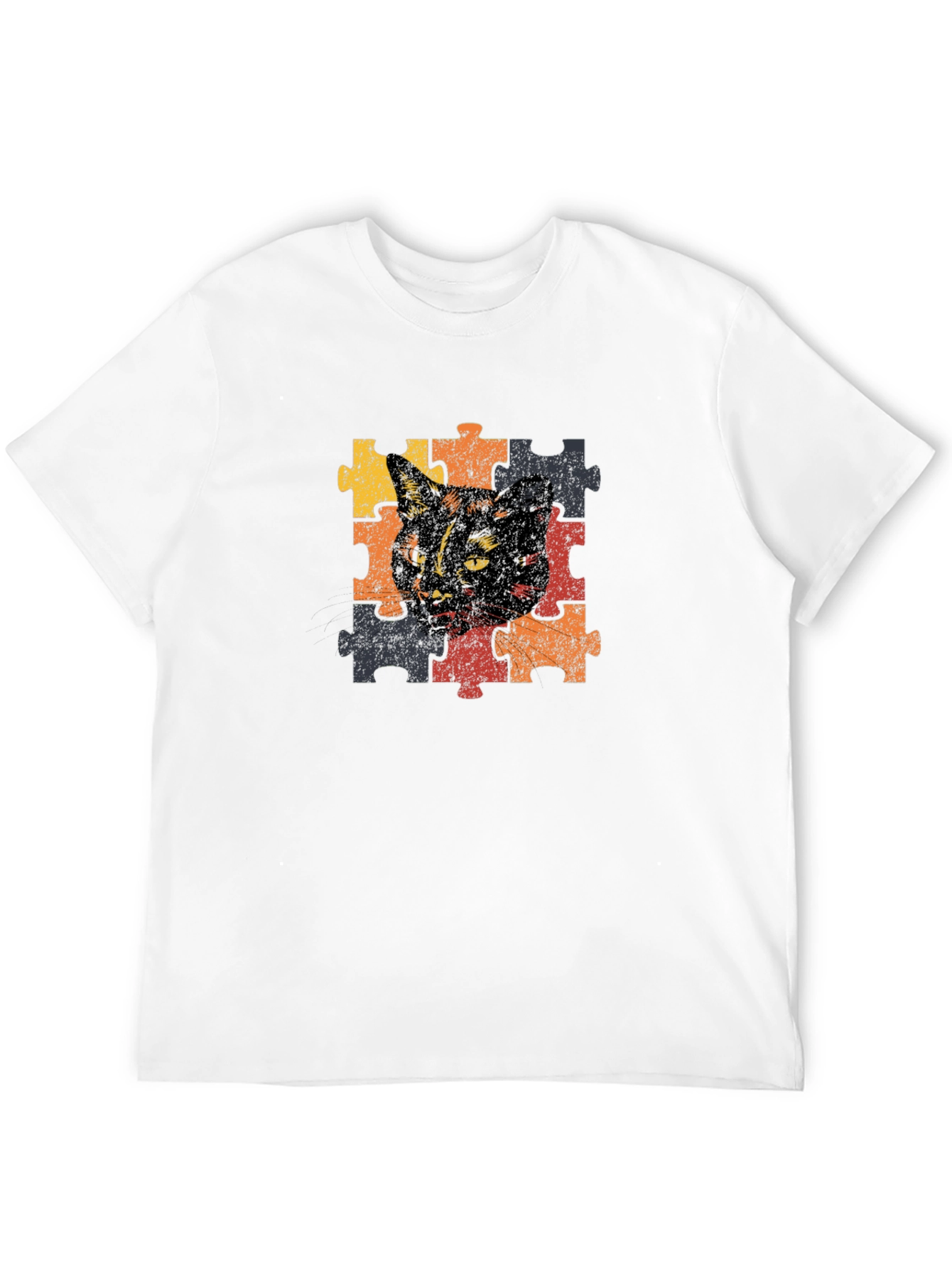 Cat Puzzle T-Shirt - Artistic Graphic Tee