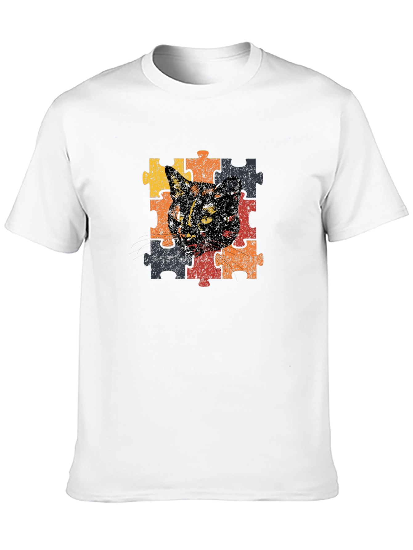 Cat Puzzle T-Shirt - Artistic Graphic Tee