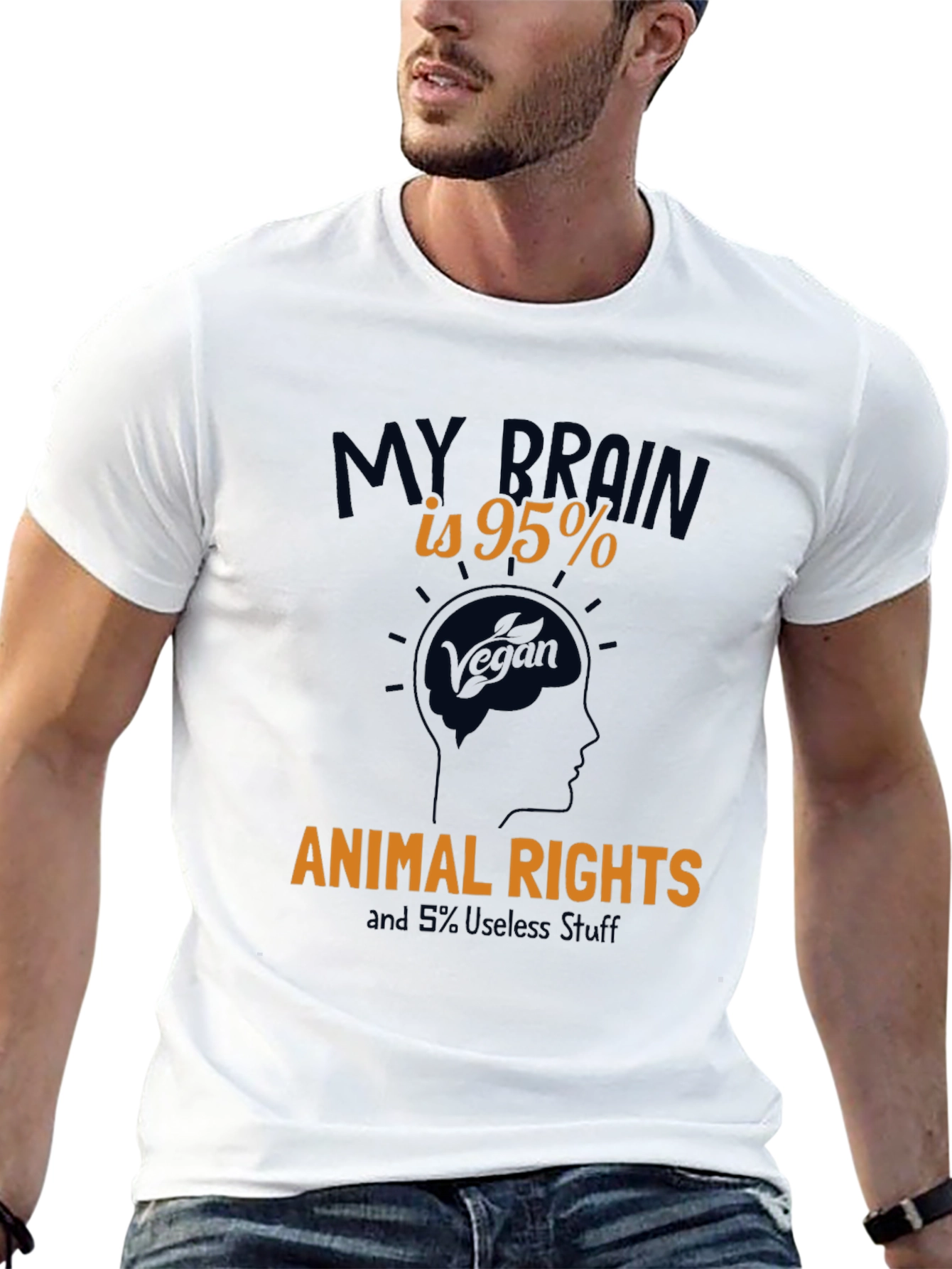 Vegan Animal Rights T-Shirt - 95% Brain Power!