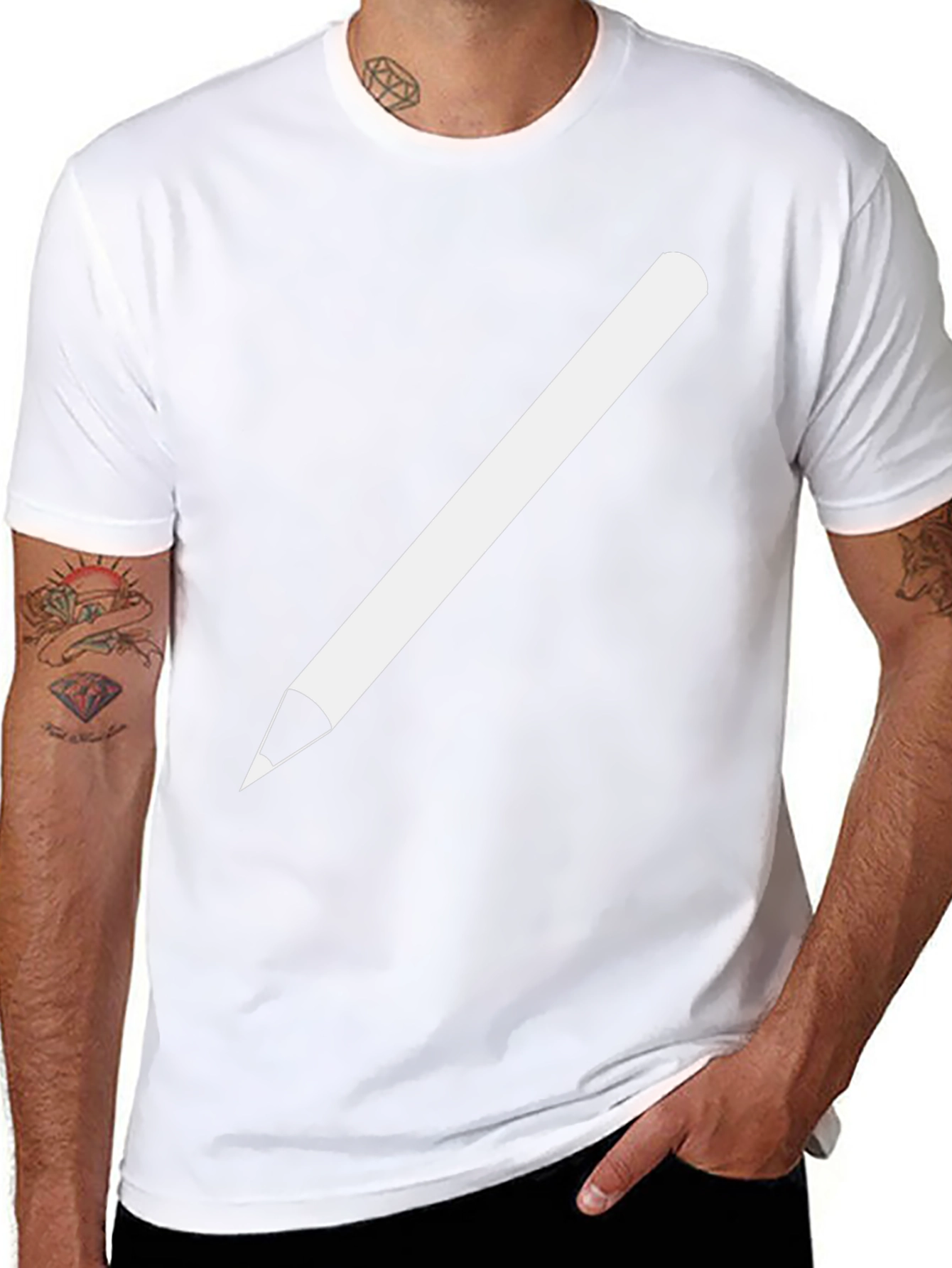 Pencil Graphic Tee - Black Cotton Casual Shirt