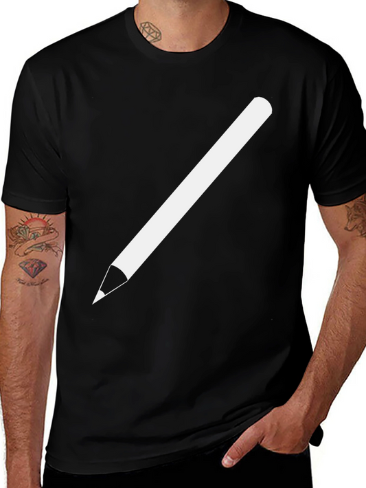 Pencil Graphic Tee - Black Cotton Casual Shirt