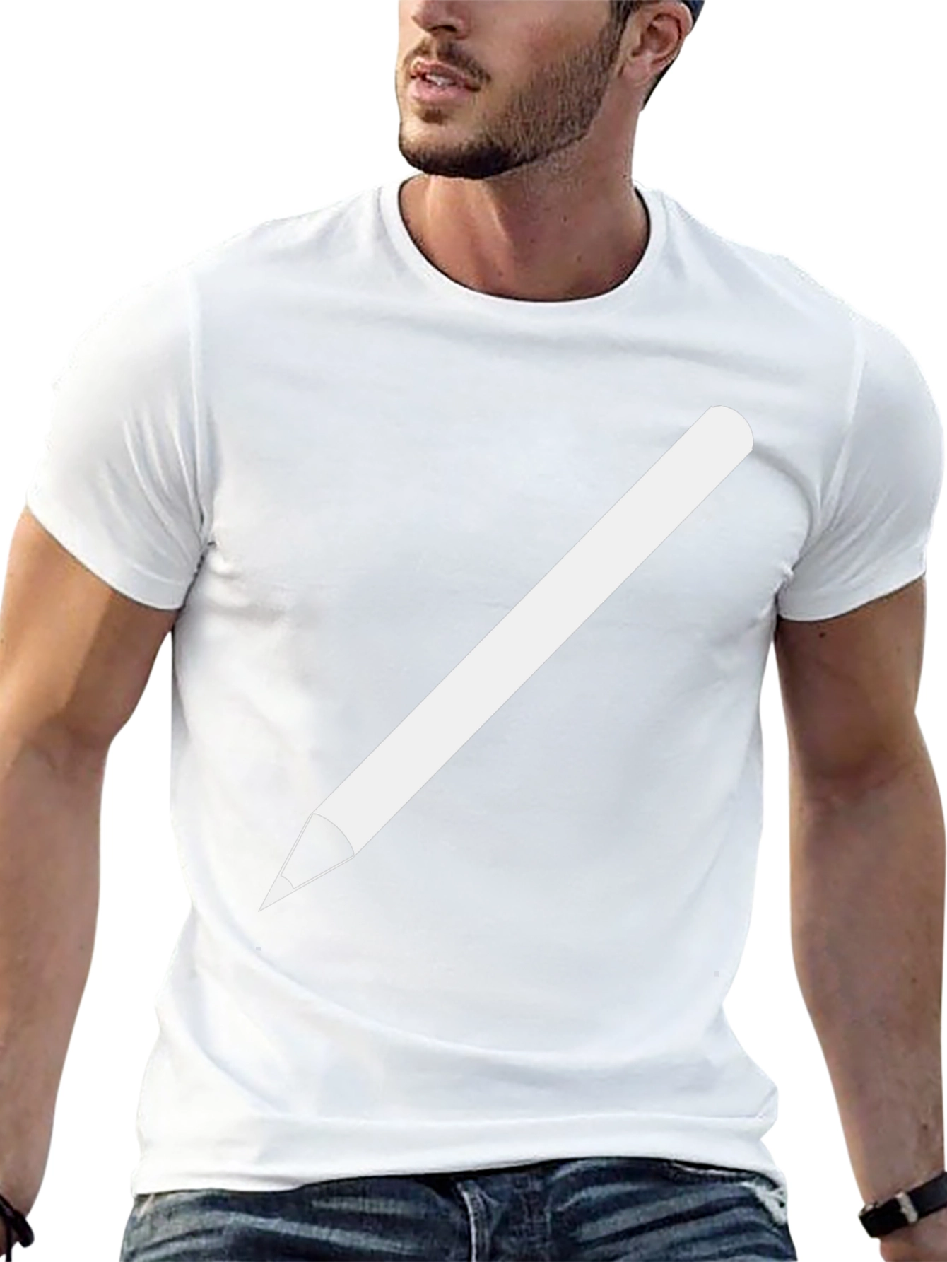 Pencil Graphic Tee - Black Cotton Casual Shirt