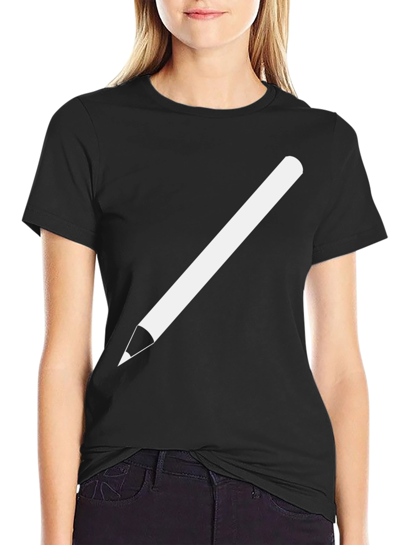 Pencil Graphic Tee - Black Cotton Casual Shirt