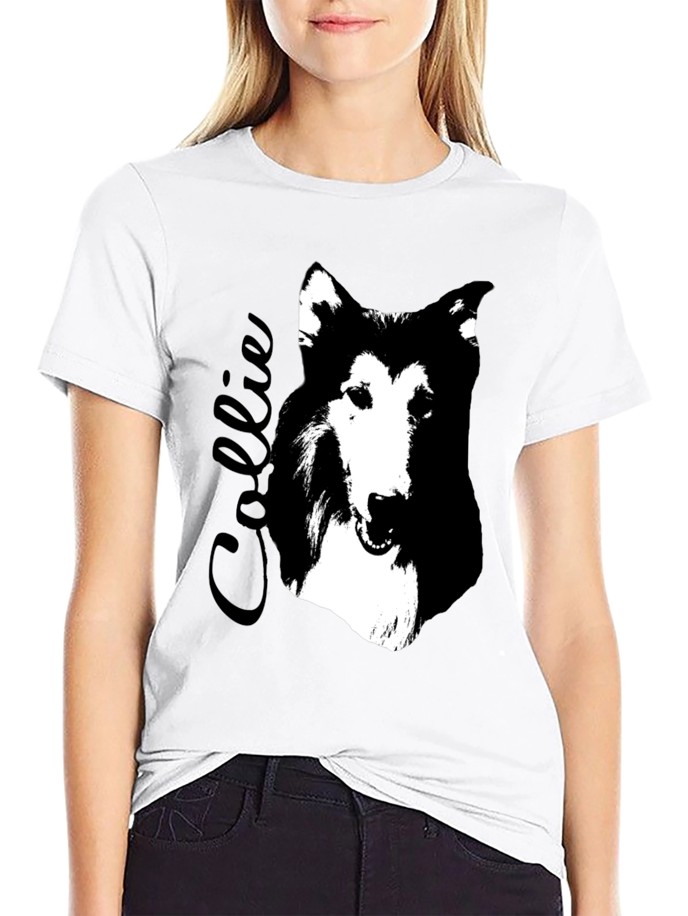 Collie Dog Graphic Print T-Shirt