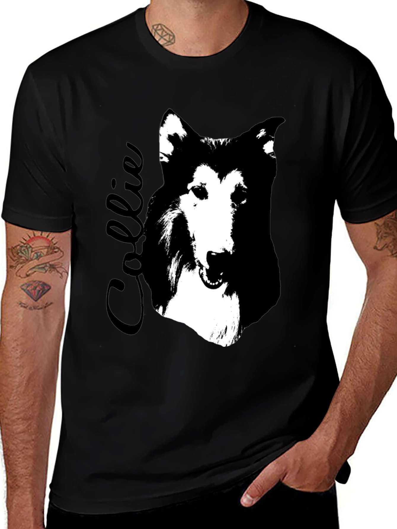 Collie Dog Graphic Print T-Shirt