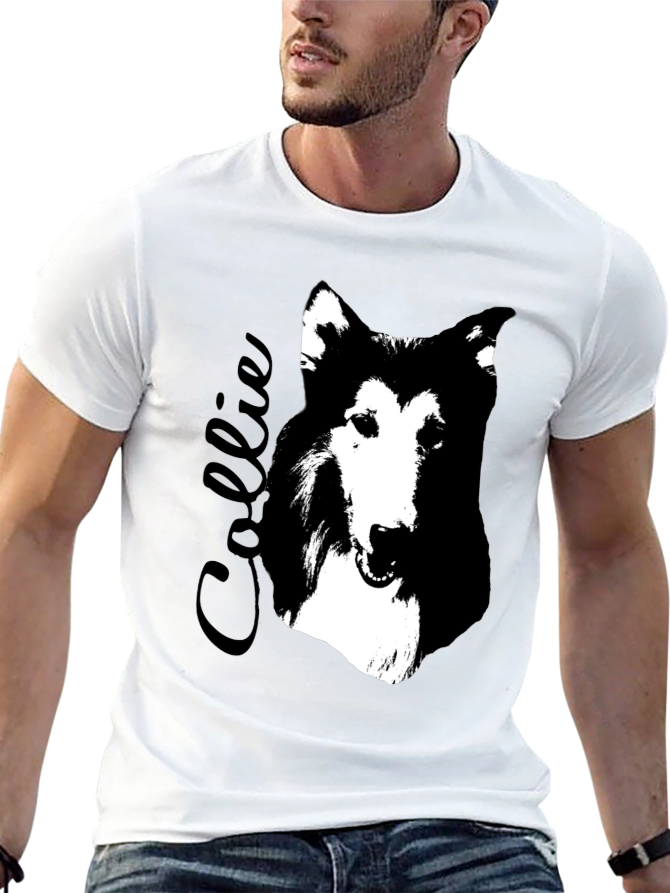Collie Dog Graphic Print T-Shirt
