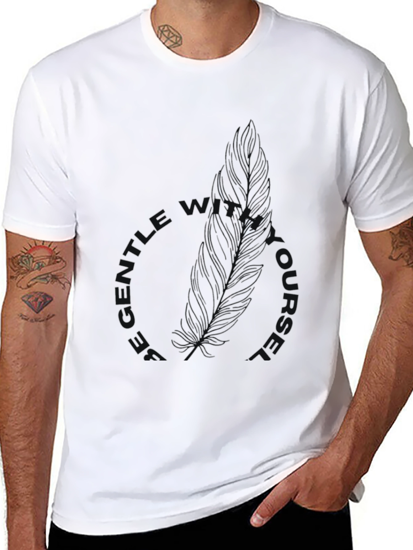 Be Gentle With Yourself Black Feather Tee