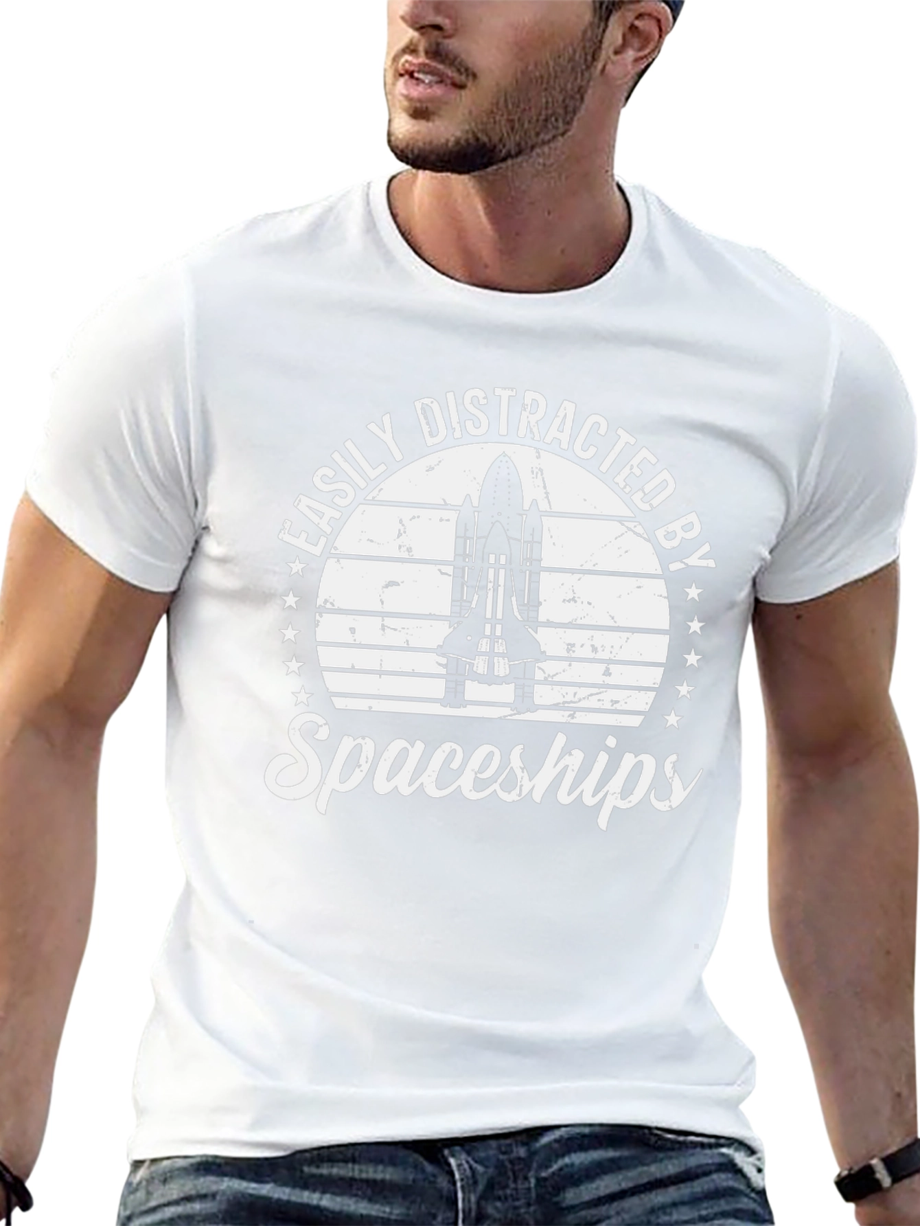 Easily Distracted by Spaceships Graphic Tee