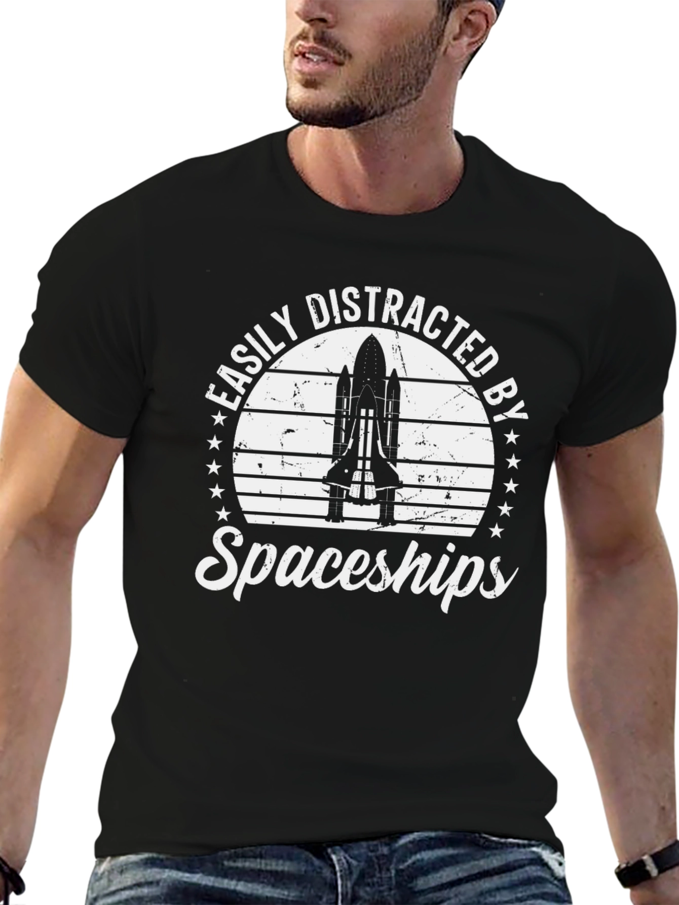 Easily Distracted by Spaceships Graphic Tee
