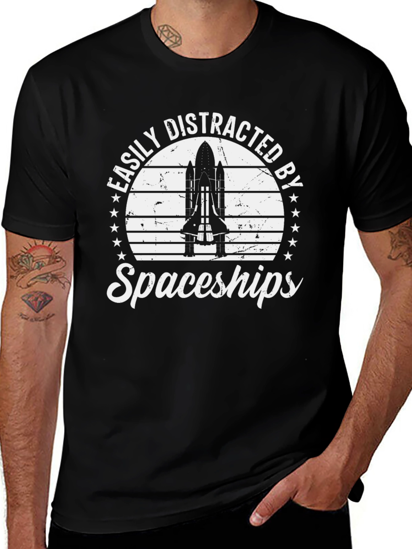 Easily Distracted by Spaceships Graphic Tee