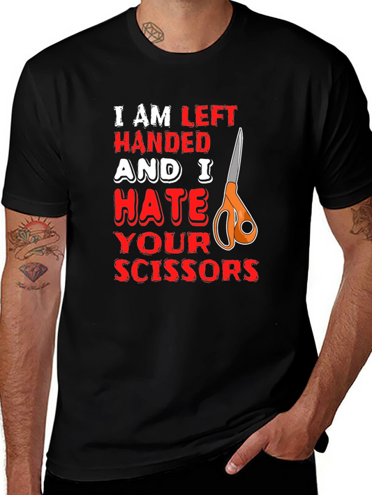 Left Handed Hate Scissors Graphic T-Shirt